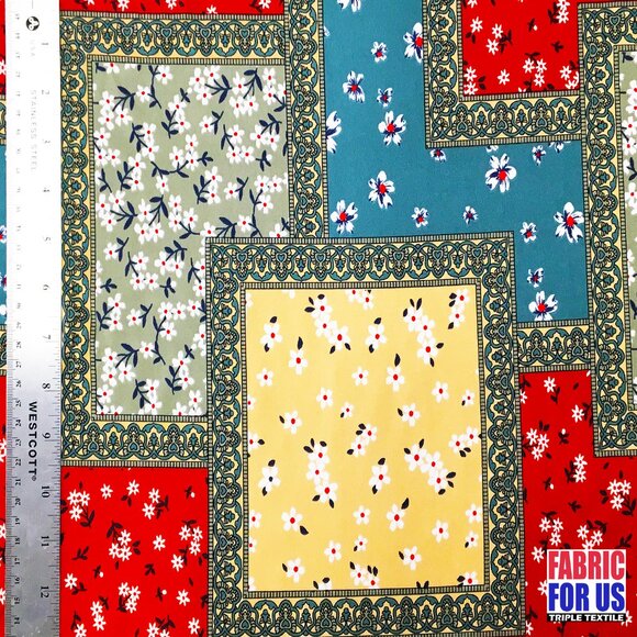 Flowers & Frames Allover Stretch Fabric 58" Wide - Picture 5 of 5